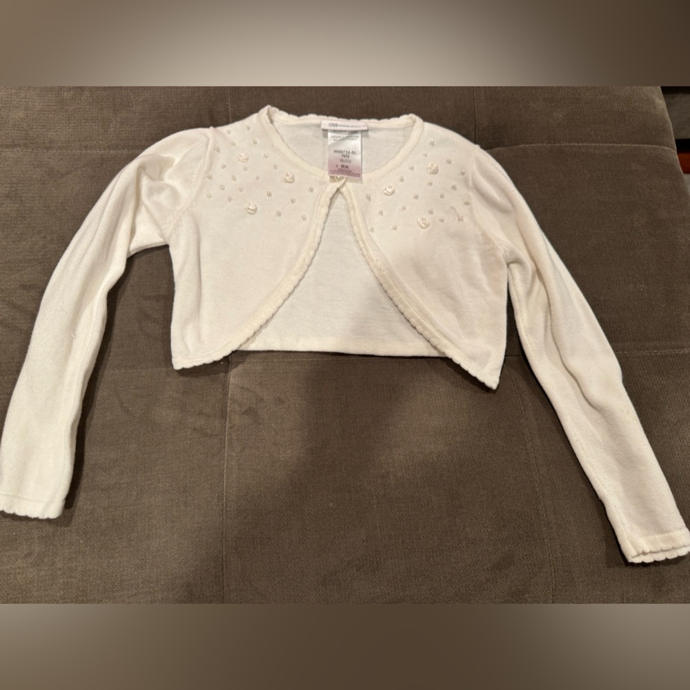 Bonnie Jean Girl White Size 6X Cardingan
